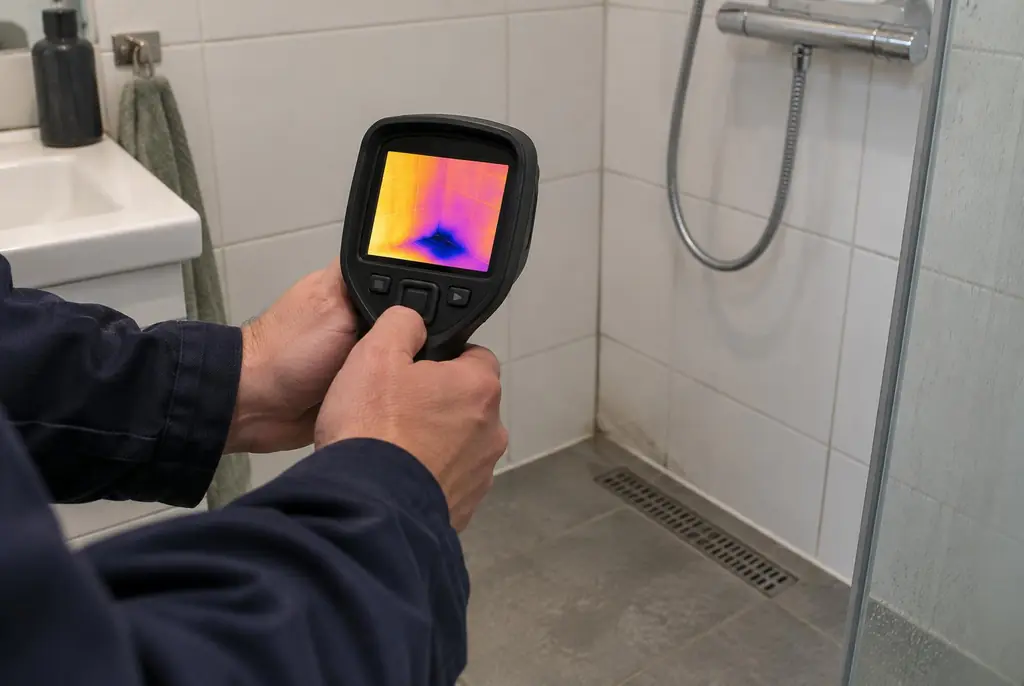 Lekdetectie Wassenaar – lekdetectiespecialist met warmtebeeldcamera in een badkamer