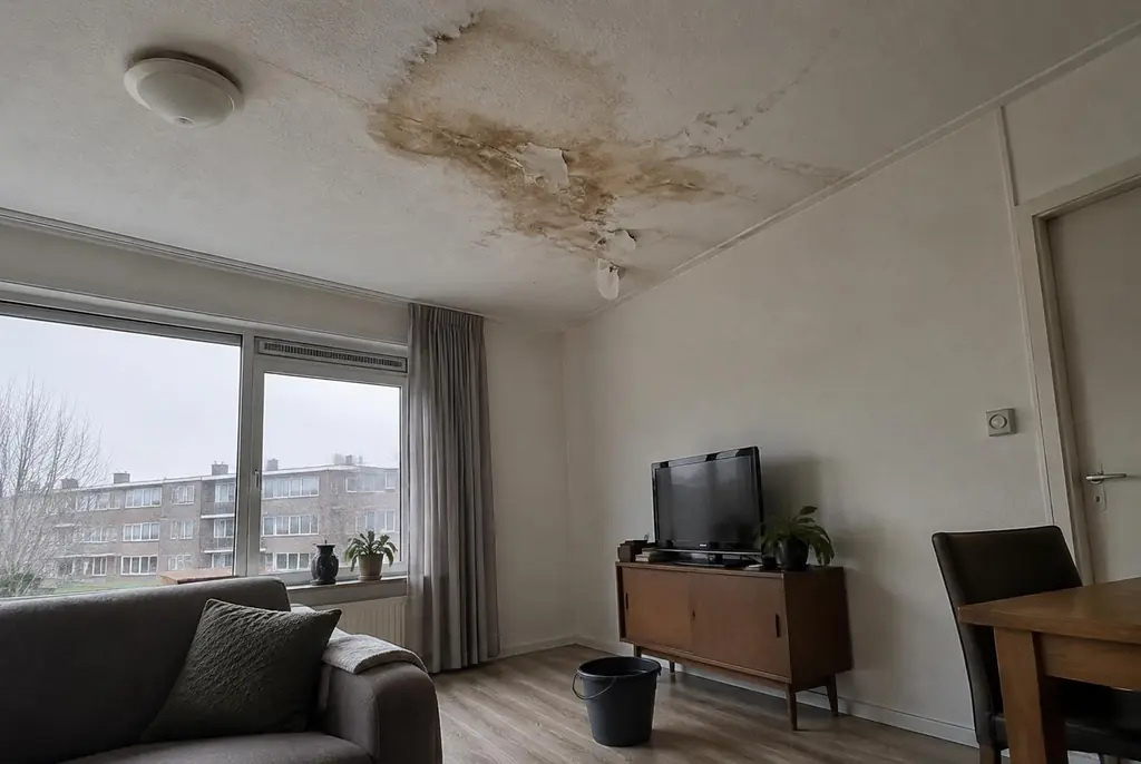 Lekdetectie Wassenaar – vochtplek op het plafond onder een badkamer